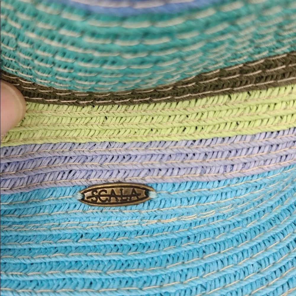 Scala Stripe Colorblock Large Brim Straw Hat